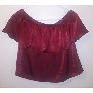 Urban Outfitters Women's Dark Red Crop Top